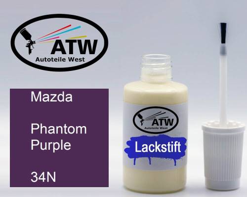 Mazda, Phantom Purple, 34N: 20ml Lackstift, von ATW Autoteile West.